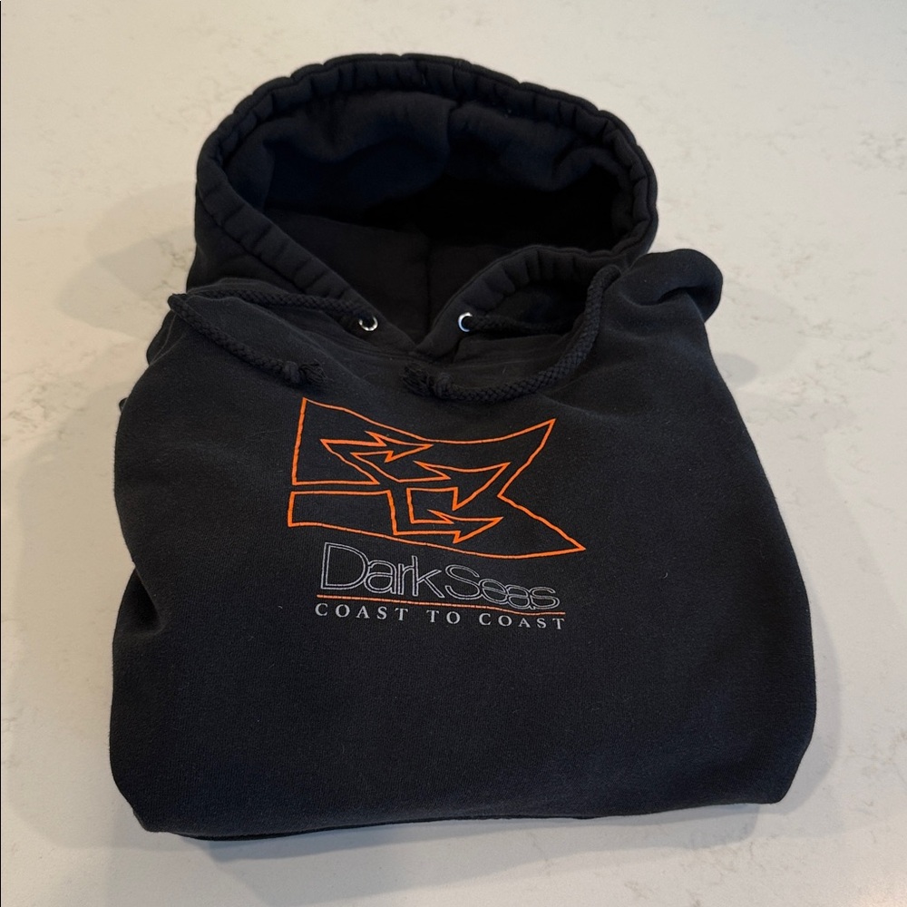 Dark Seas Black Hoodie with Orange Logo